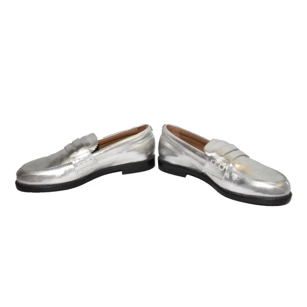 $550 GOLDEN GOOSE Jerry Loafer LEATHER SLIP ON SHOE Argento & Grigio 39 (MG8) - Picture 4 of 9